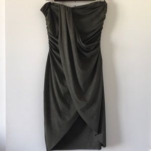 Suede olive green cocktail dress